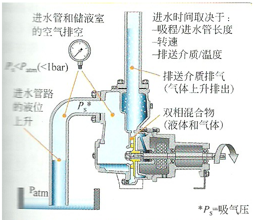 自吸泵工作原理图之动态气液分离路径图